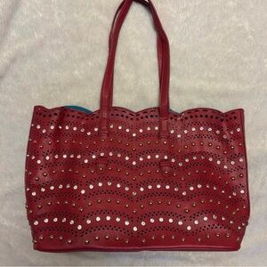 Red Studded Tote Bag NWT